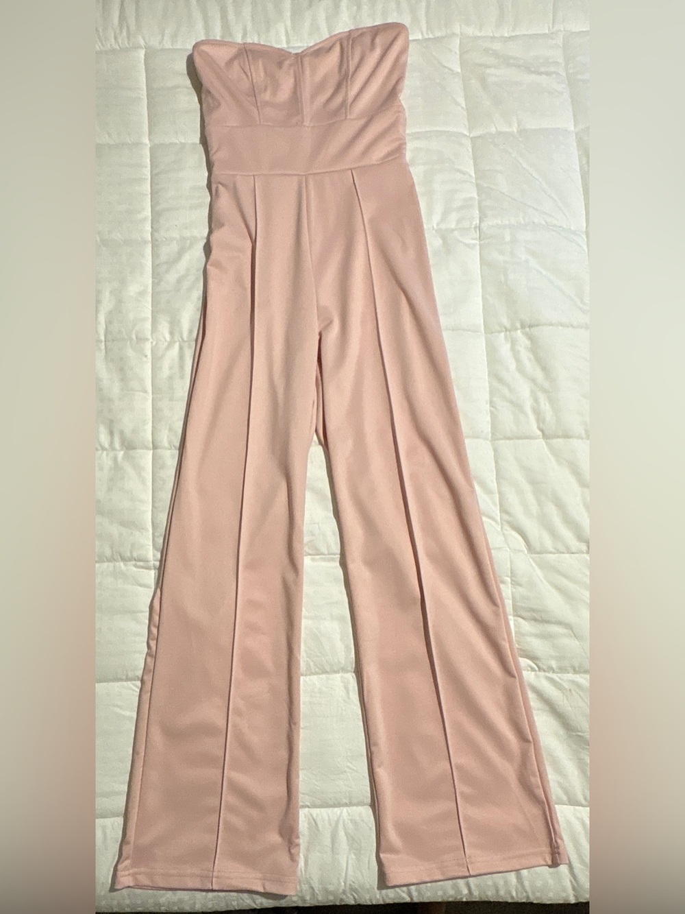 High-Waist Wide Leg Jumpsuit Pants in Blush Pink